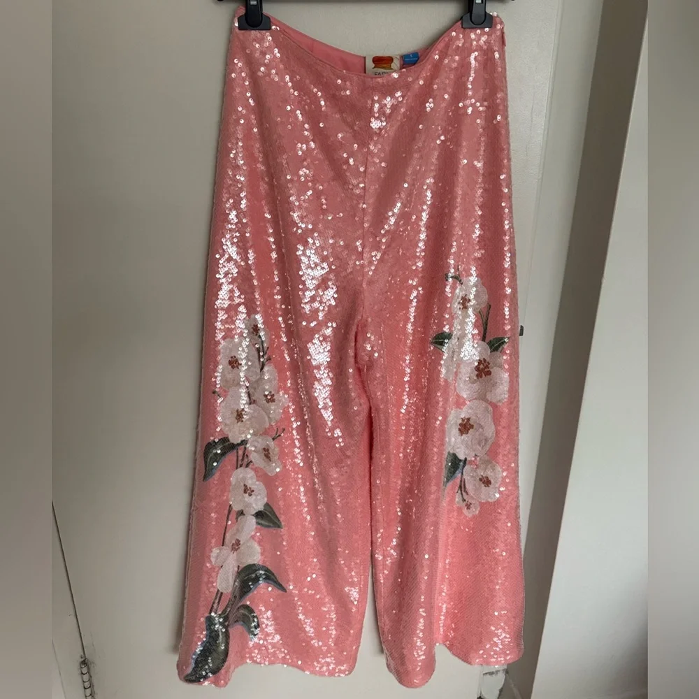 Farm Rio x Anthropologie Sequin Wide Leg Pants - Size S - BNWT - Picture 3 of 14